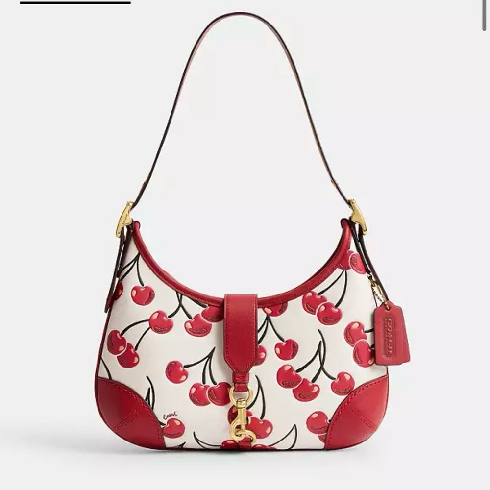 Coach Cherry Print Shoulder Bag - Red and White